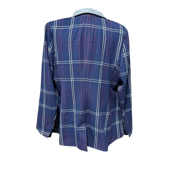 Lane Bryant Plaid Navy Notch Collar Blazer Sz. 14 Career Corporate Academia - Picture 5 of 9